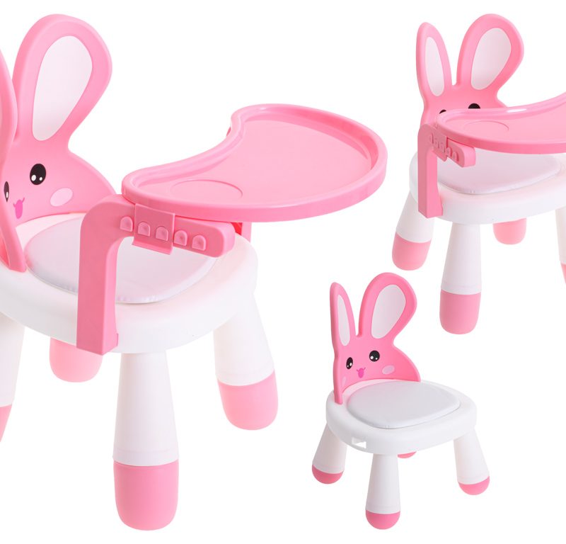 Hranilica i stol za igru rozi