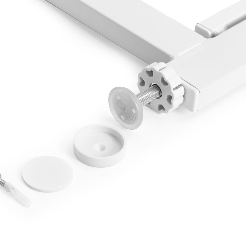 Sigurnosna vrata bijela, 74-105 cm, za stepenice i vrata, metal i drvo, dodatni paneli