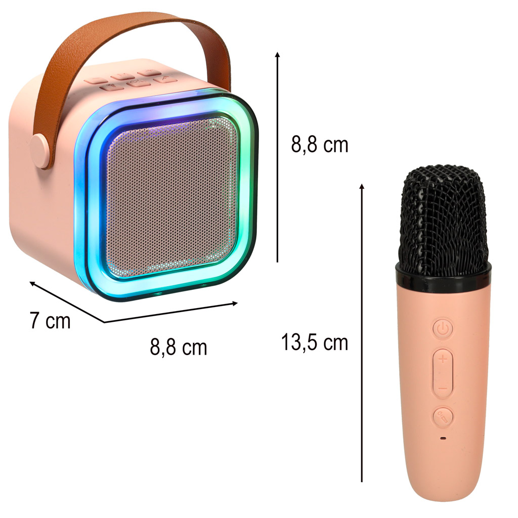 Karaoke zvučnik s 2 mikrofona BLUETOOTH USB LED ROZA