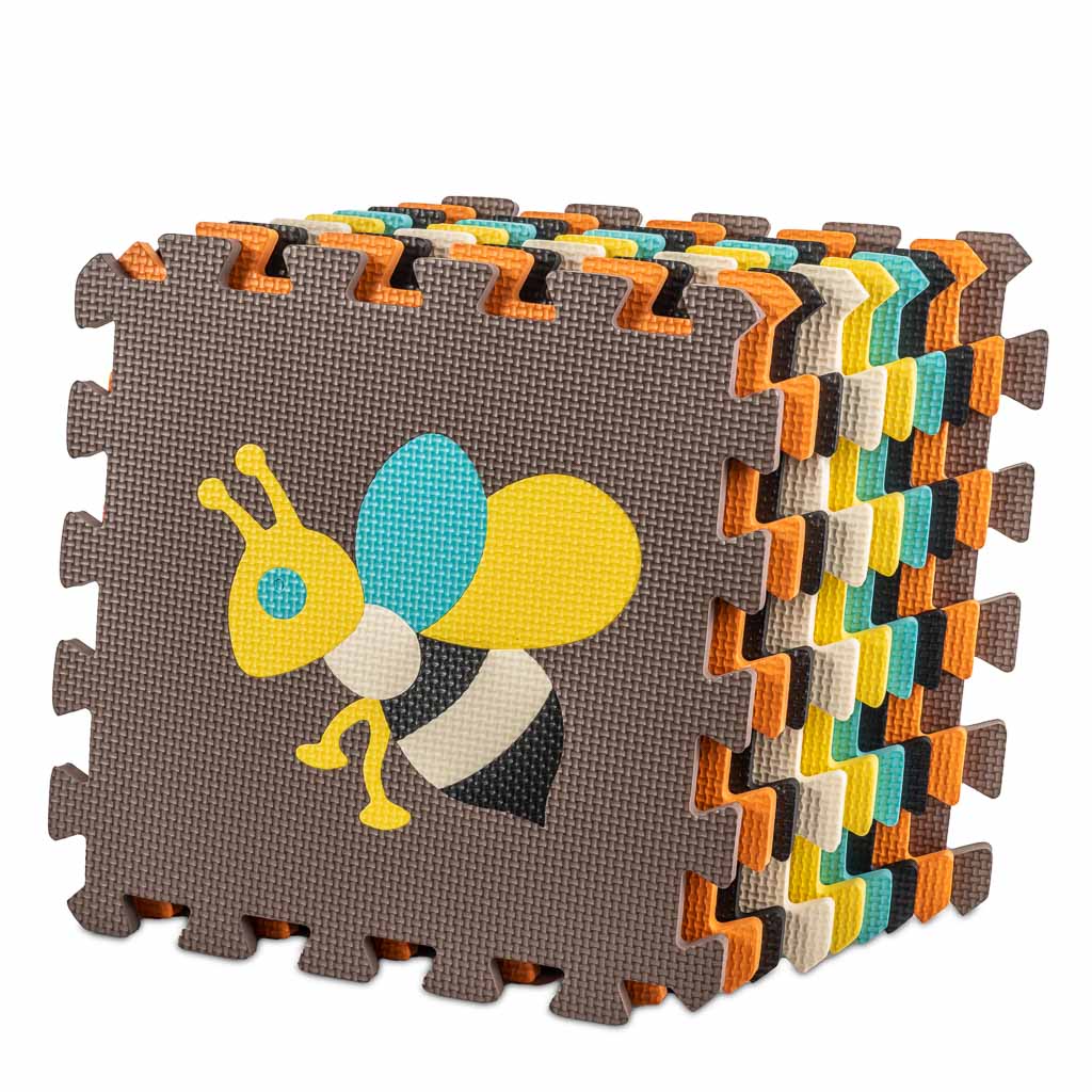 Pjenasta puzzle podloga za djecu 9 el. šarene životinje 85cm x 85cm x 1cm