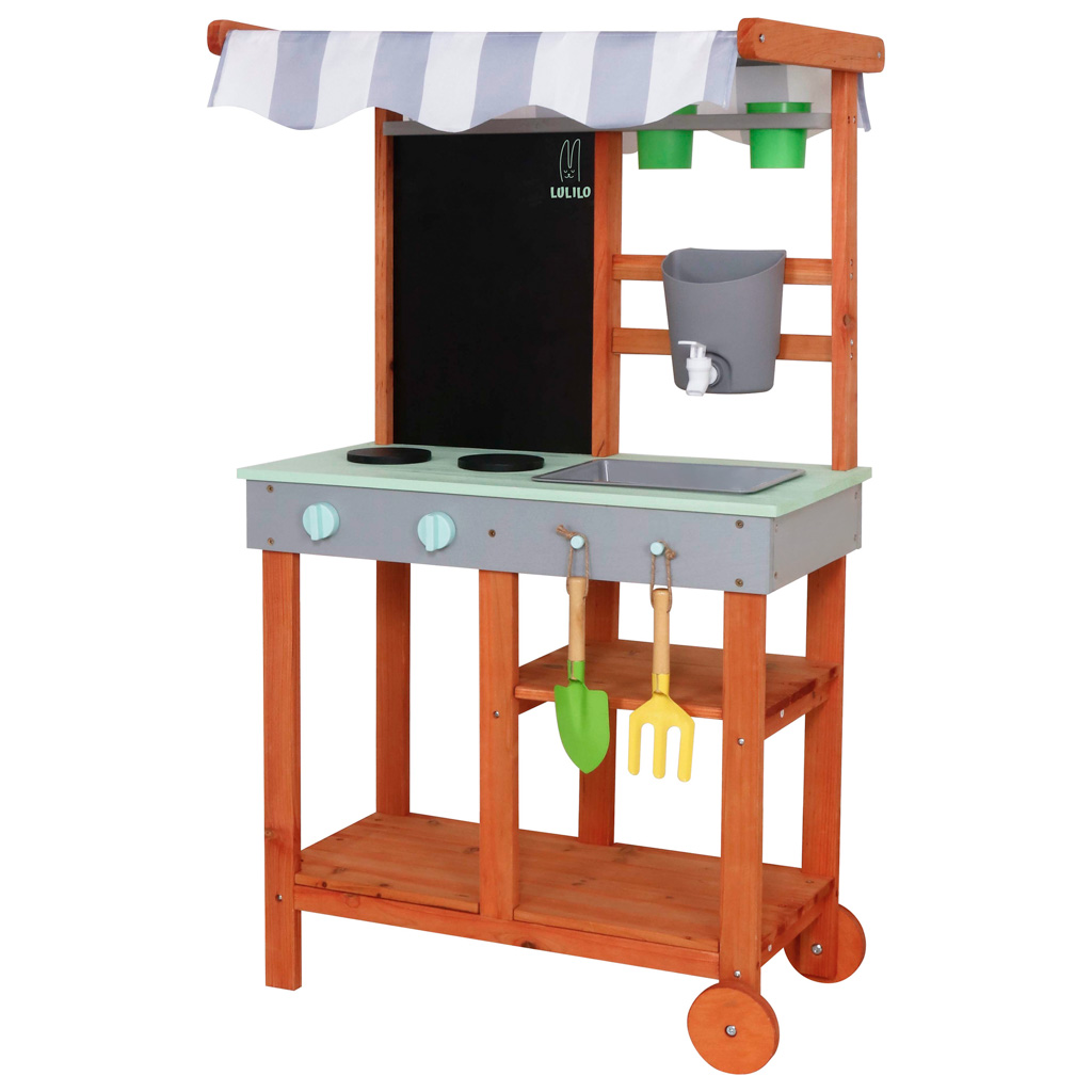 Vanjska kuhinja drveni vrt na kotačima dodaci vanjska slavina Lulilo Sableto 116 cm