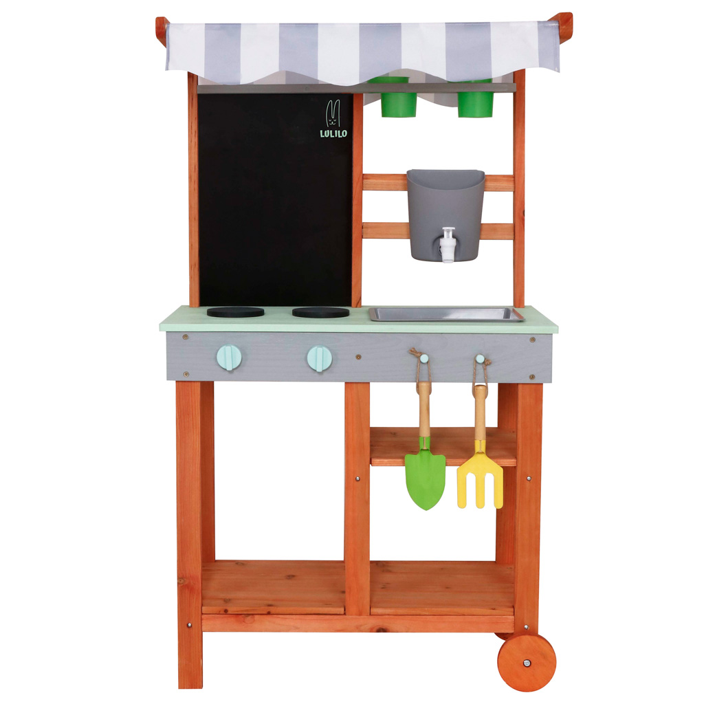 Vanjska kuhinja drveni vrt na kotačima dodaci vanjska slavina Lulilo Sableto 116 cm