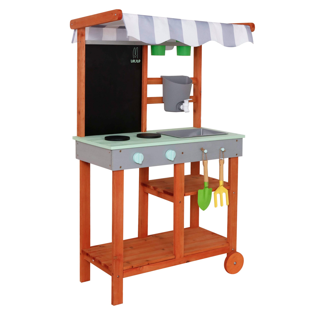 Vanjska kuhinja drveni vrt na kotačima dodaci vanjska slavina Lulilo Sableto 116 cm