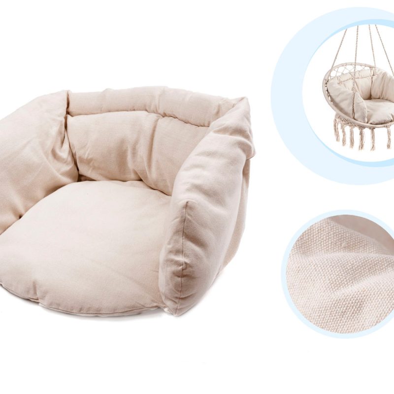 Viseća stolica ljuljačka s naslonom ecru 80cm + jastuk 150 kg