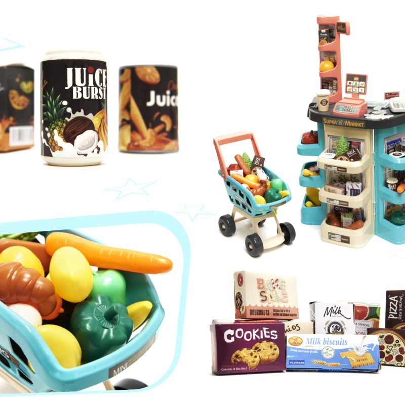 Blagajna i supermarket + kolica za shopping