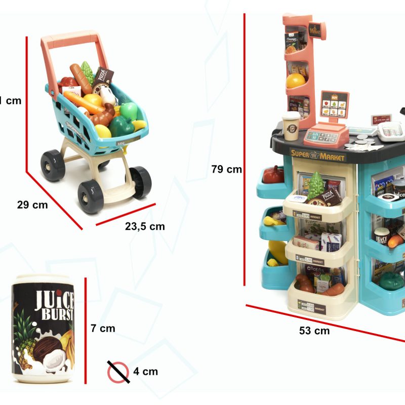 Blagajna i supermarket + kolica za shopping