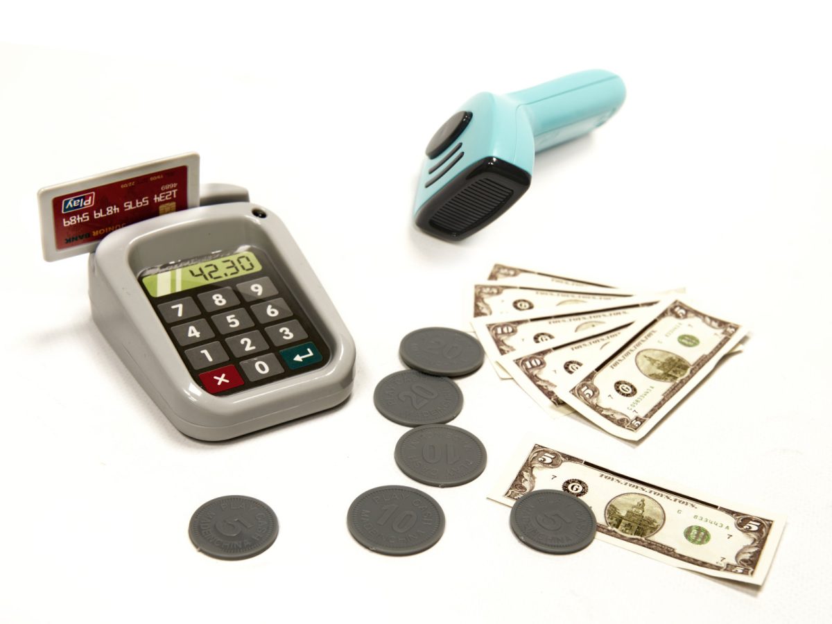 Blagajna i supermarket + kolica za shopping