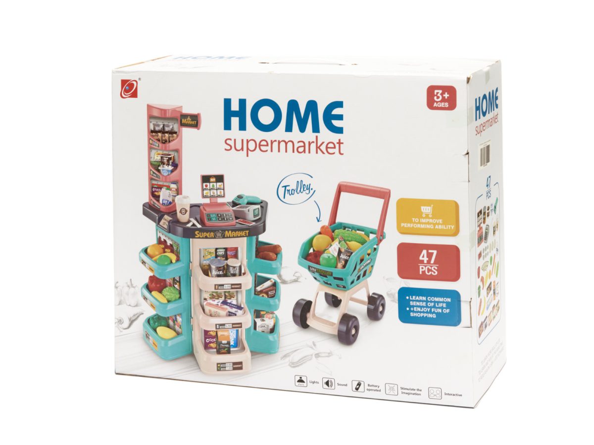 Blagajna i supermarket + kolica za shopping