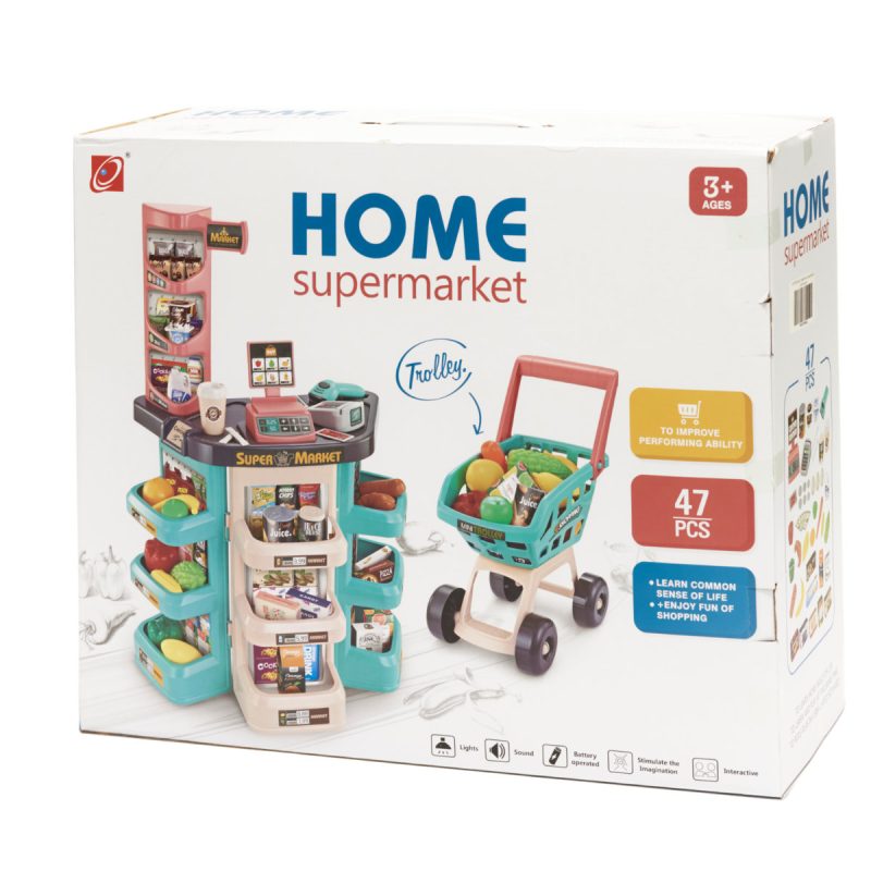 Blagajna i supermarket + kolica za shopping