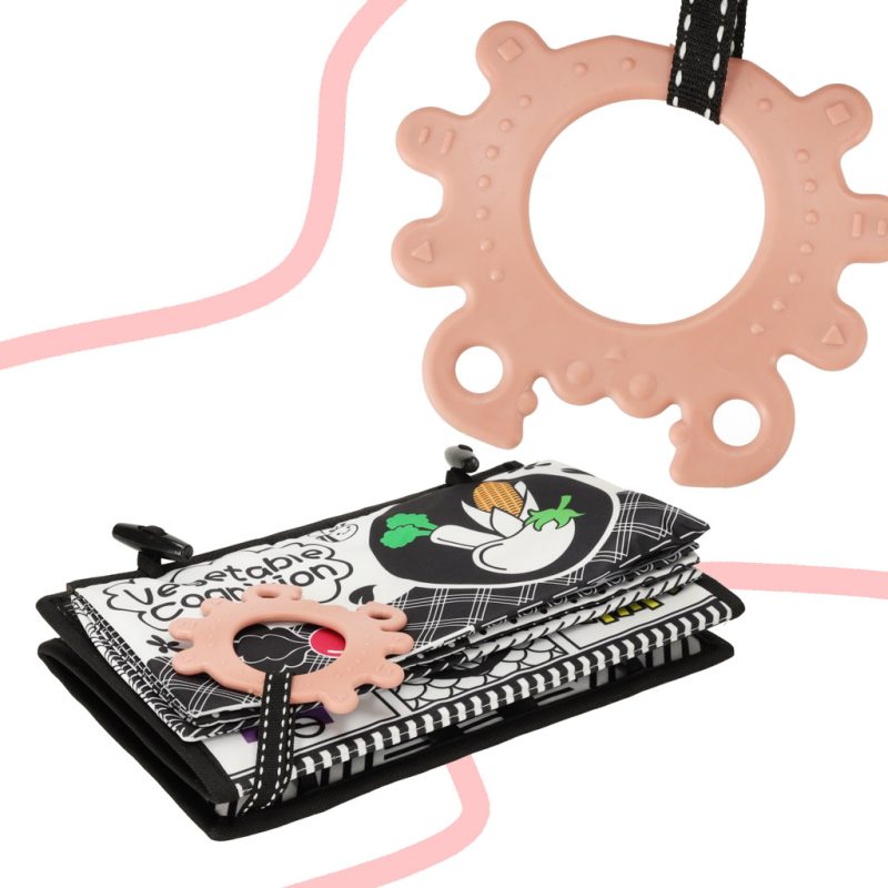 Kontrastna podloga sa senzornom knjigom i grizalom i ogledalom