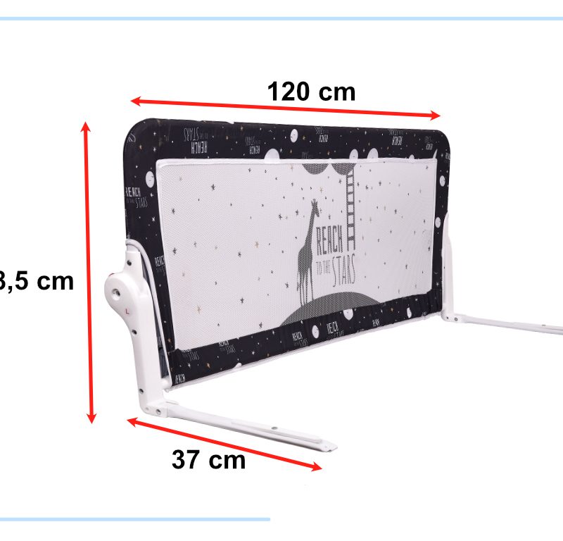 KX5318 Barierka ochronna bramka osłonka do łóżka 90cm zwierz Sigurnosna ograda zaštita za krevet 120cm crna