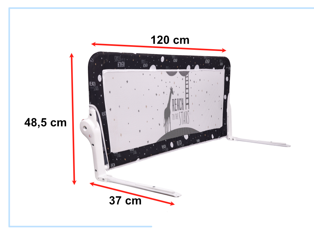 KX5318 Barierka ochronna bramka osłonka do łóżka 90cm zwierz Sigurnosna ograda zaštita za krevet 120cm crna