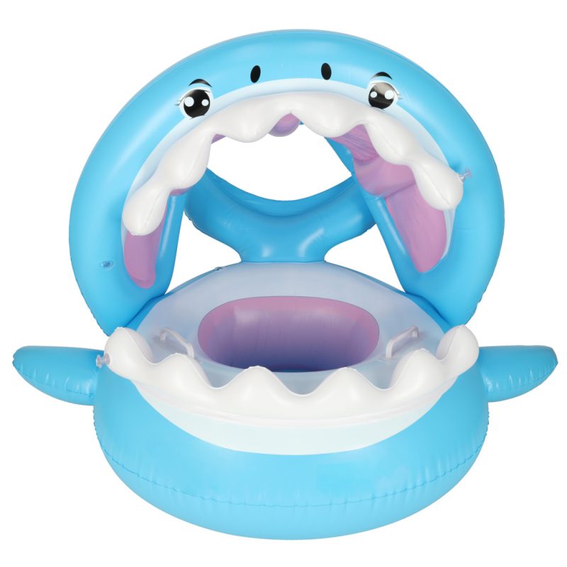 Swimming-ring-inflatable-ring-for-babies-children-s-inflatable-boat-with-seat-and-roof-shark-23kg-167564 Obruč za plivanje na napuhavanje za bebe, dječji čamac na napuhavanje sa sjedištem i krovom morski pas 23kg
