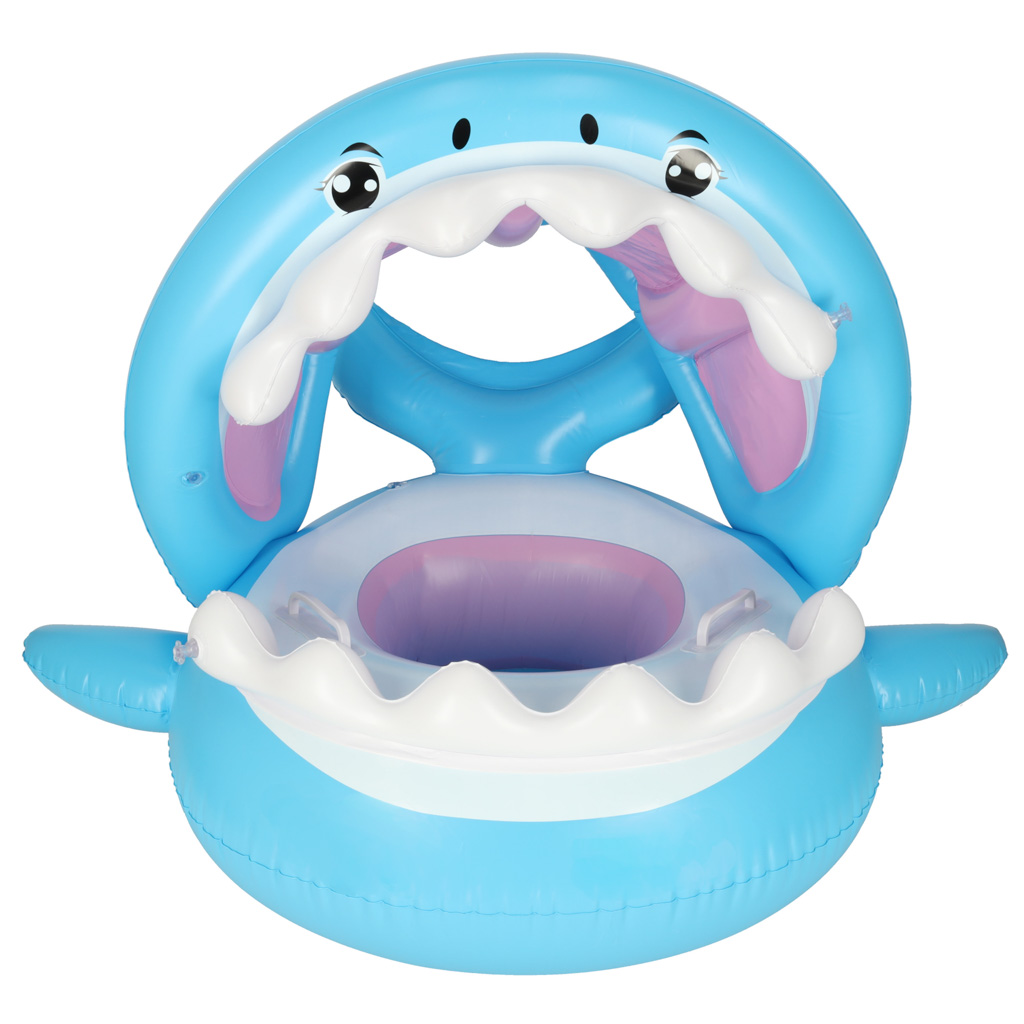 Swimming-ring-inflatable-ring-for-babies-children-s-inflatable-boat-with-seat-and-roof-shark-23kg-167564 Obruč za plivanje na napuhavanje za bebe, dječji čamac na napuhavanje sa sjedištem i krovom morski pas 23kg
