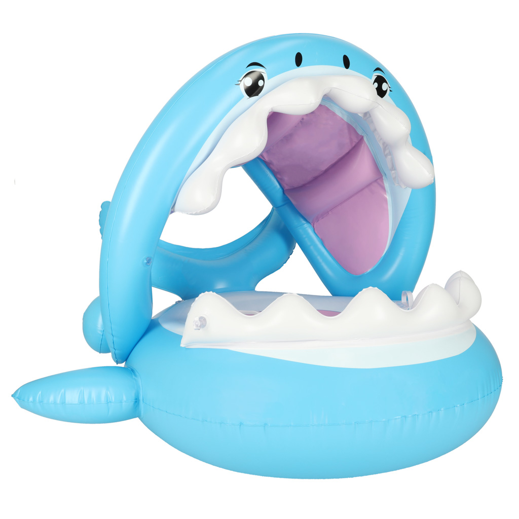 Swimming-ring-inflatable-ring-for-babies-children-s-inflatable-boat-with-seat-and-roof-shark-23kg-167570 Obruč za plivanje na napuhavanje za bebe, dječji čamac na napuhavanje sa sjedištem i krovom morski pas 23kg
