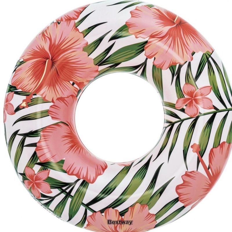 BESTWAY 36237 Kolut na napuhavanje s cvijećem i lišćem bijelo-ružičaste boje