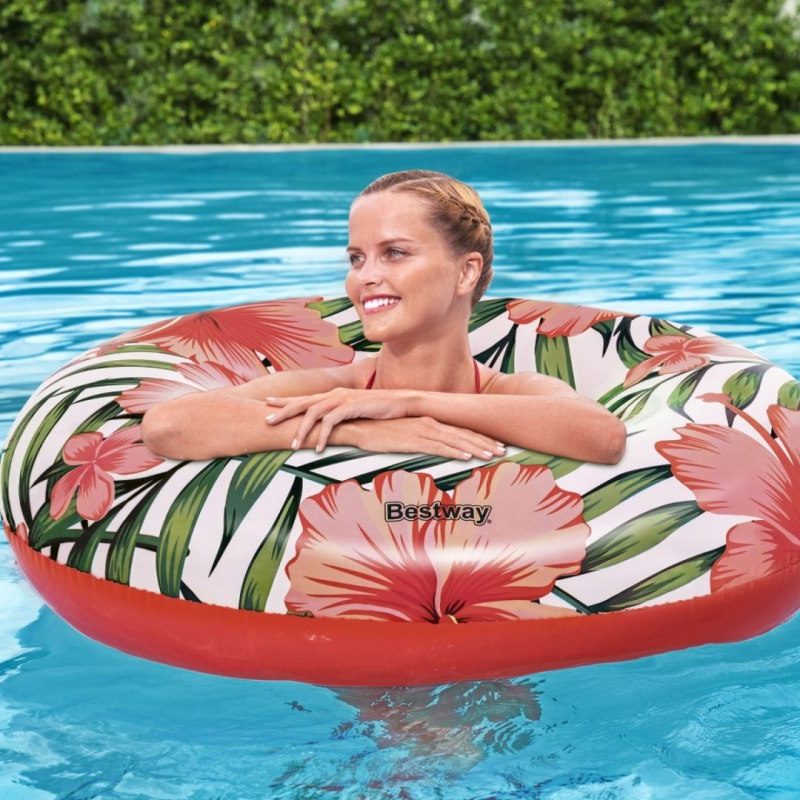 BESTWAY 36237 Kolut na napuhavanje s cvijećem i lišćem bijelo-ružičaste boje