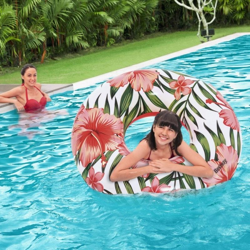 BESTWAY 36237 Kolut na napuhavanje s cvijećem i lišćem bijelo-ružičaste boje