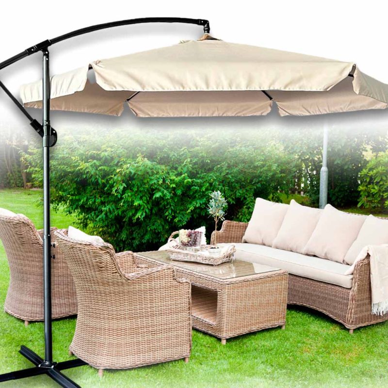 Vrtni suncobran veliki sklopivi suncobran s krakom 290 cm bež