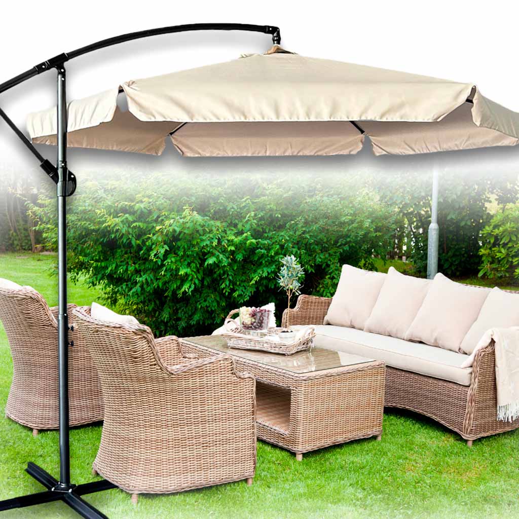 Vrtni suncobran veliki sklopivi suncobran s krakom 290 cm bež