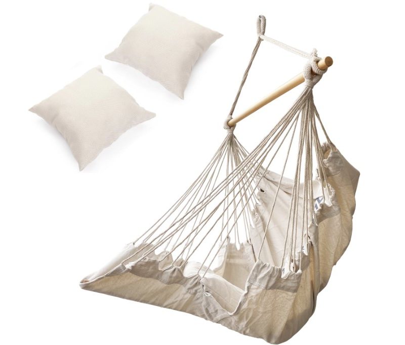 Brazilska viseća stolica s osloncem za noge 130 cm bež boje