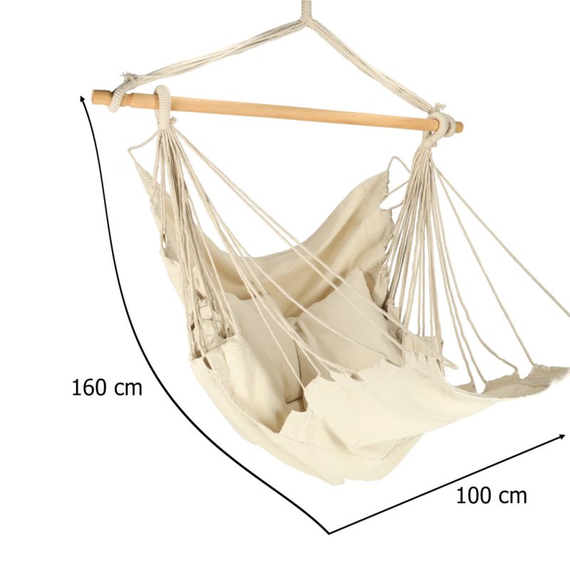 Brazilska viseća stolica s osloncem za noge 130 cm bež boje