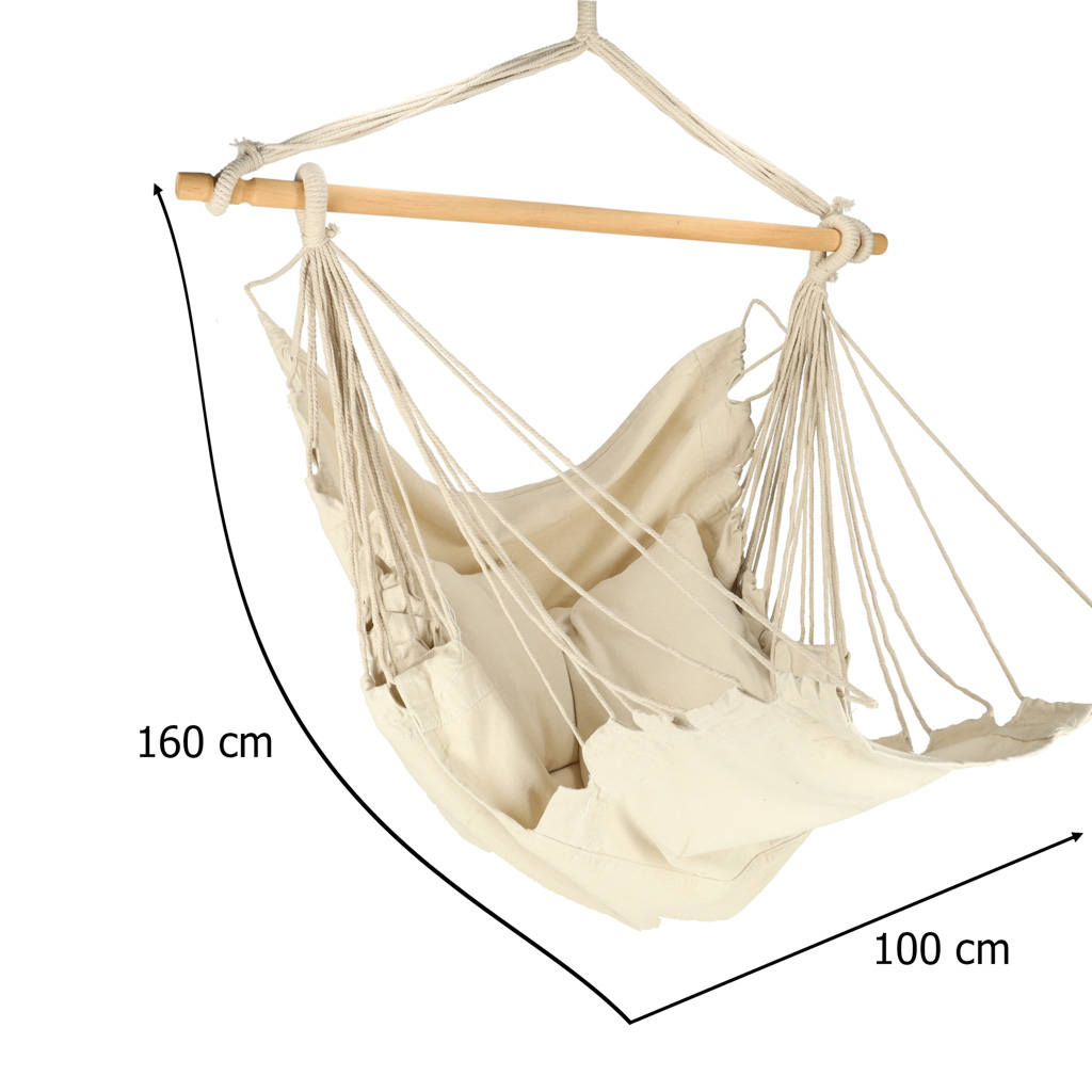 Brazilska viseća stolica s osloncem za noge 130 cm bež boje