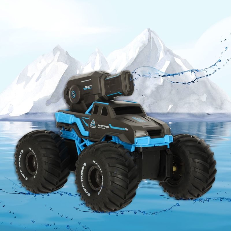 RC amfibijski vodootporni automobil kojim se upravlja pokretom ruku + 2 daljinska upravljača plave boje