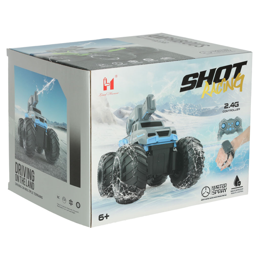 RC amfibijski vodootporni automobil kojim se upravlja pokretom ruku + 2 daljinska upravljača plave boje