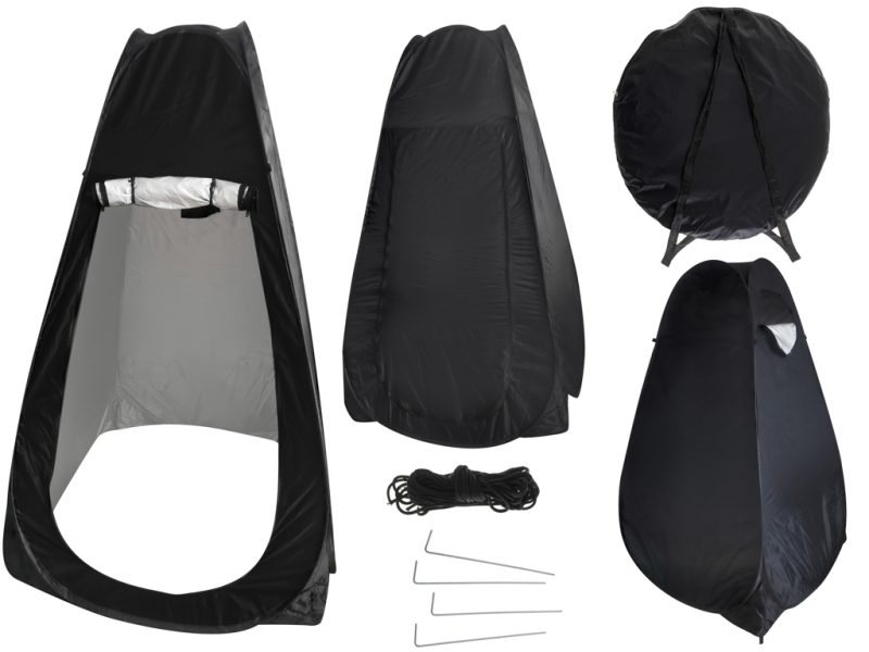 Šator tuš kabina za presvlačenje prijenosni WC crni