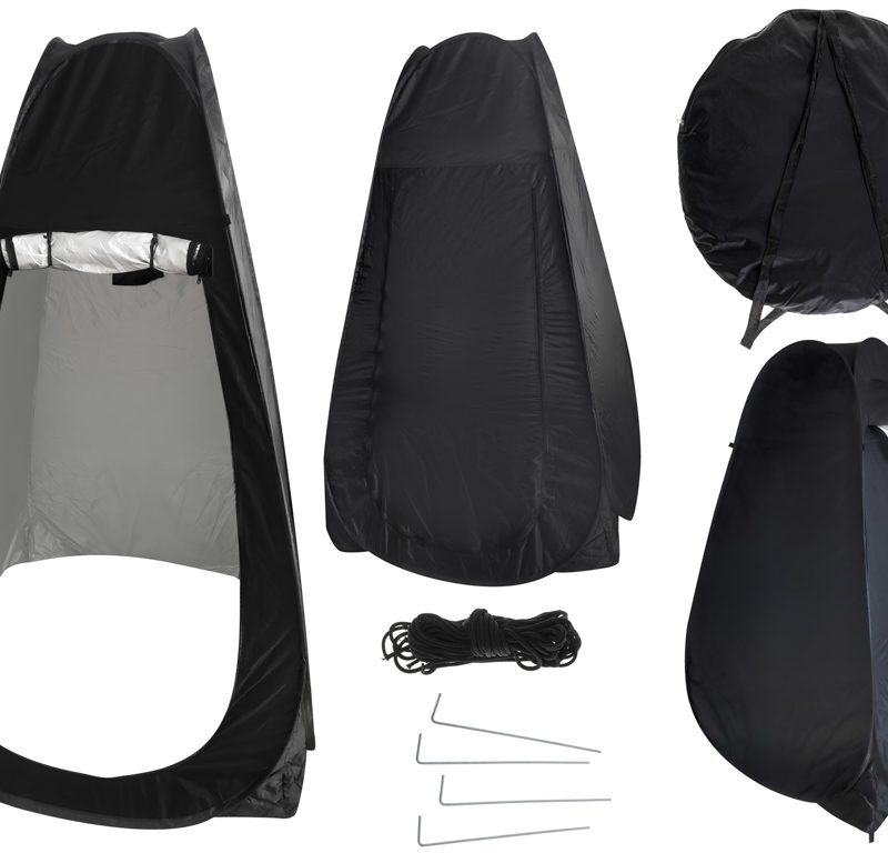 Šator tuš kabina za presvlačenje prijenosni WC crni