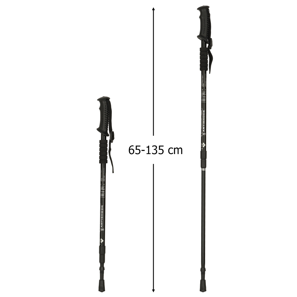 Štapovi za planinarenje za nordijsko hodanje, sklopivi, 2 komada, crni