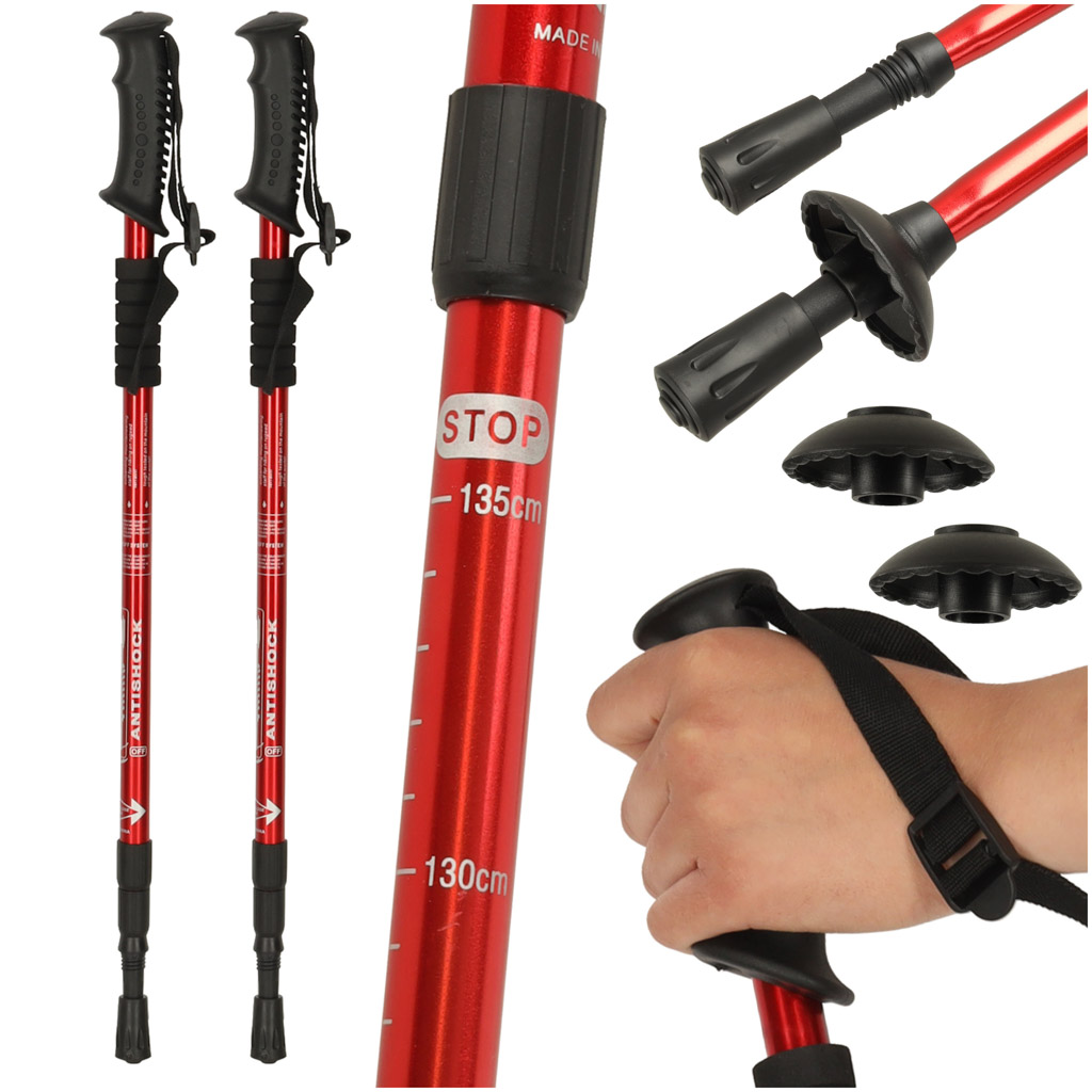 Trekking-poles-for-Nordic-walking-folding-2-pieces-red-172812 Štapovi za planinarenje za nordijsko hodanje, sklopivi, 2 komada, crveni