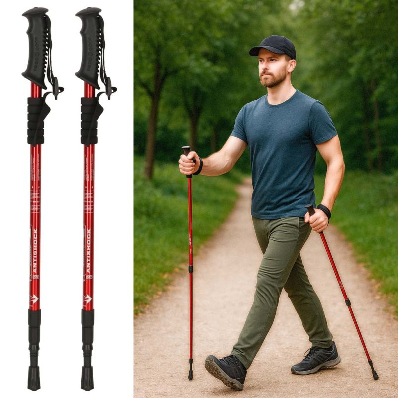Trekking-poles-for-Nordic-walking-folding-2-pieces-red-172818 Štapovi za planinarenje za nordijsko hodanje, sklopivi, 2 komada, crveni