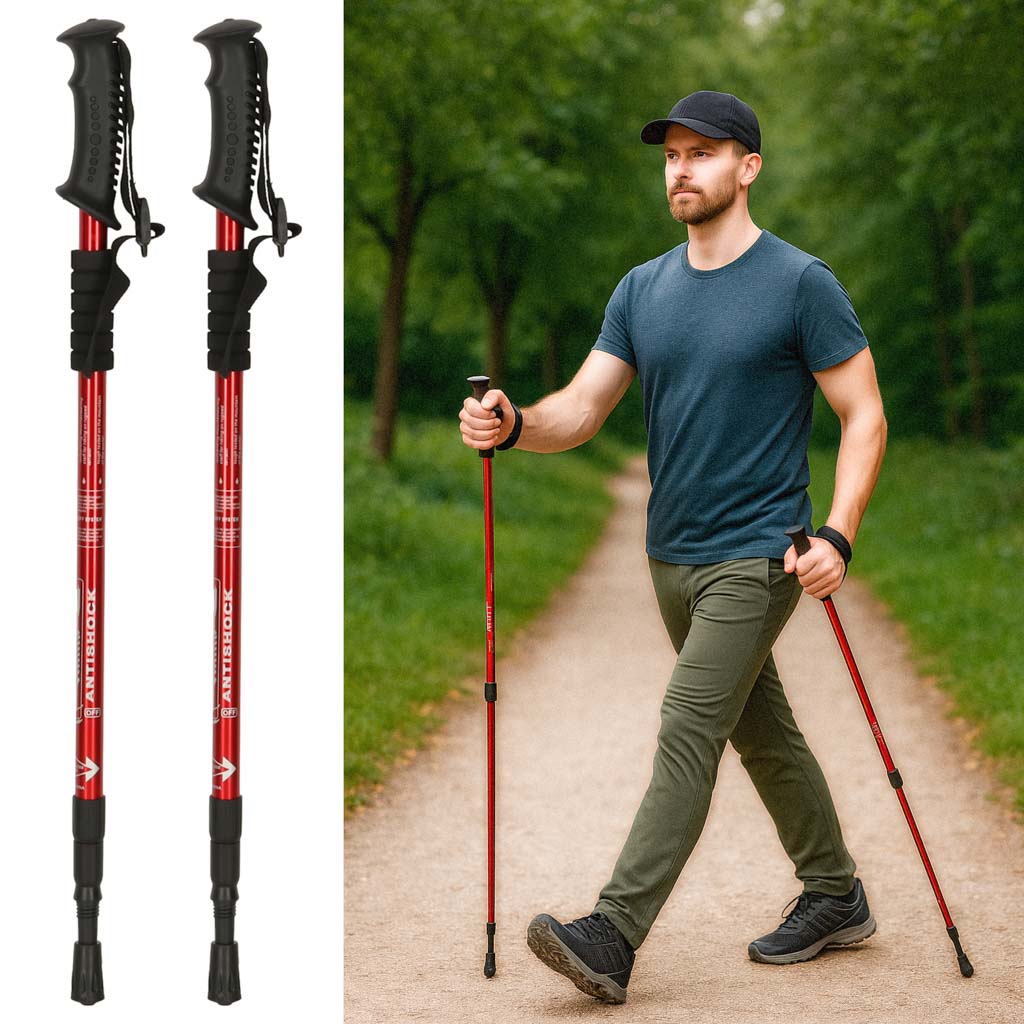Trekking-poles-for-Nordic-walking-folding-2-pieces-red-172818 Štapovi za planinarenje za nordijsko hodanje, sklopivi, 2 komada, crveni