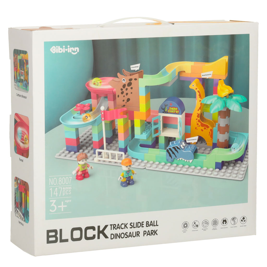 Kocke za građenje sa stazom za lopticu park dinosaura 147 komada Bibi-inn