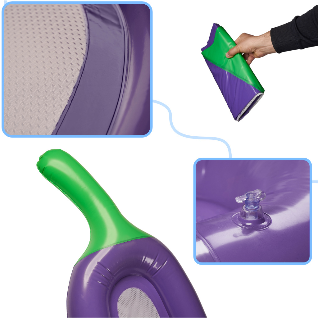 Napuhani mrežasti madrac za bazensku vodu boje patlidžana XXL 240 cm