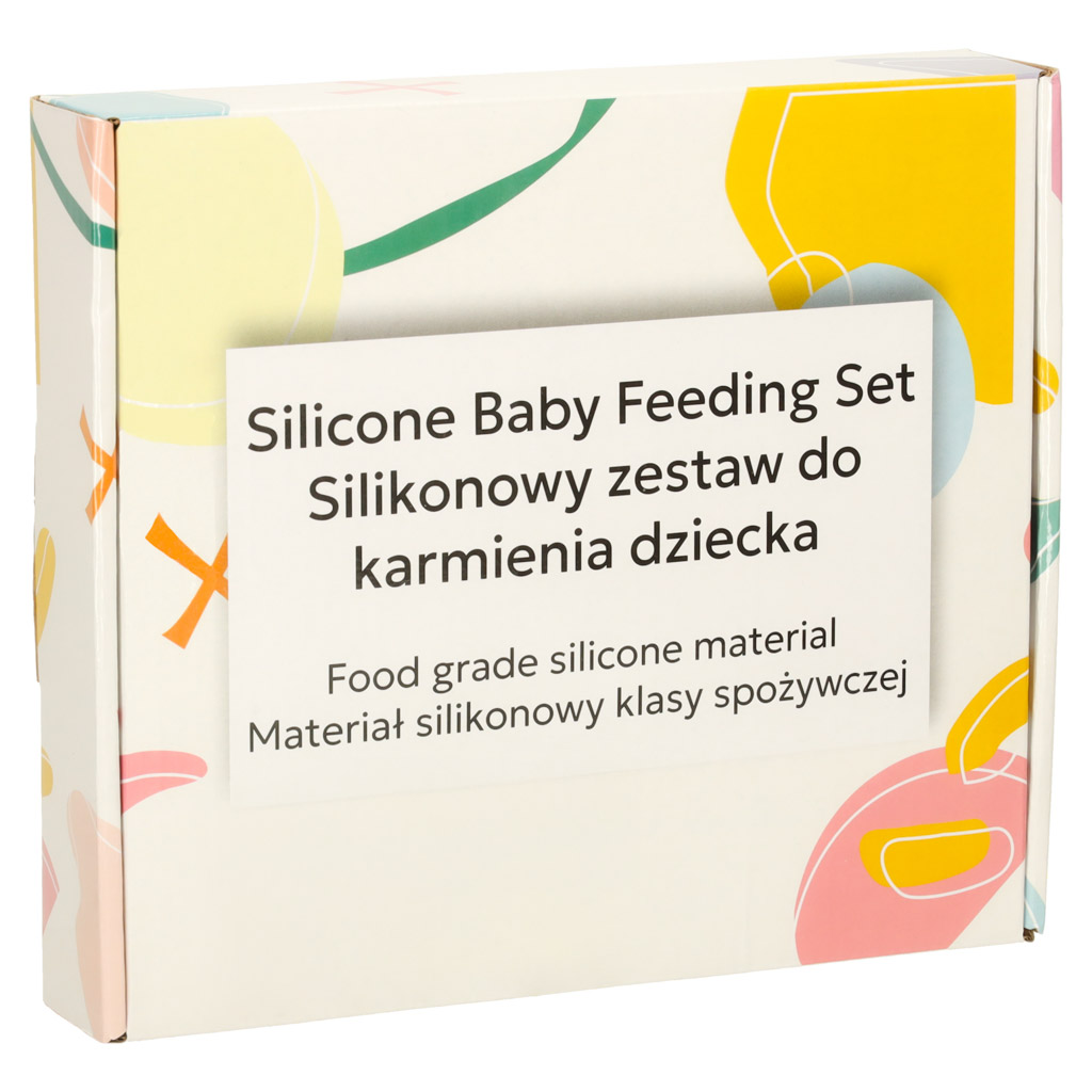 Silikonski pribor za bebe, set od 4 komada, medvjedić plave boje.