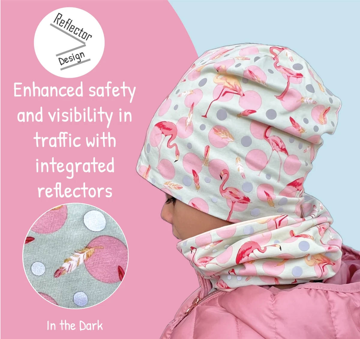 Reflektirajuća kapa s 360° reflektirajućim šalom - Flamingo