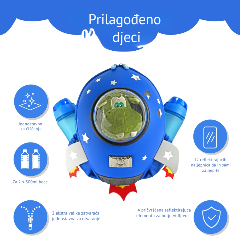 Dječji ruksak Raketa s prozorčićem za gledanje