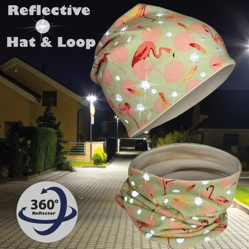 Reflektirajuća kapa s 360° reflektirajućim šalom - Flamingo