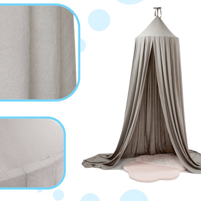 Viseći baldahin za krevet s baldahinom, zavjesa, šator tipi sive boje