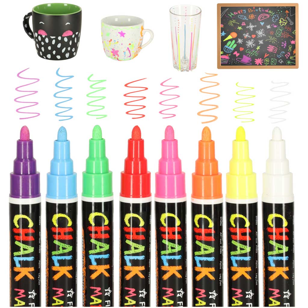 Markeri za pisanje na staklo i crnu ploču, 8 kom