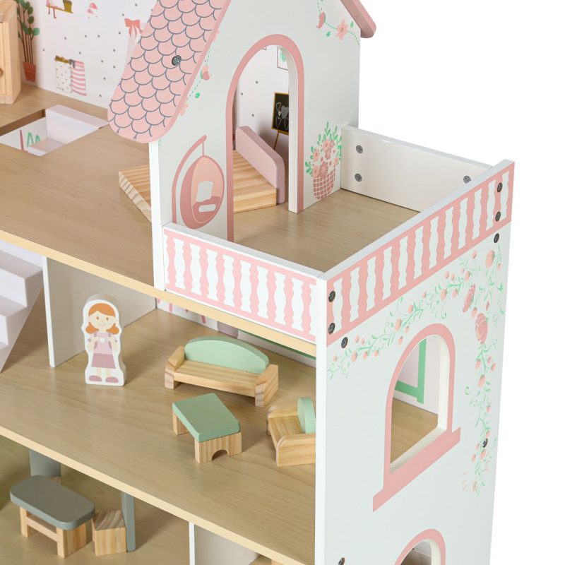 LULILO-Peonio-70cm-LED-pink-wooden-dollhouse-176207 LULILO Peonio 70cm LED ružičasta drvena kućica za lutke
