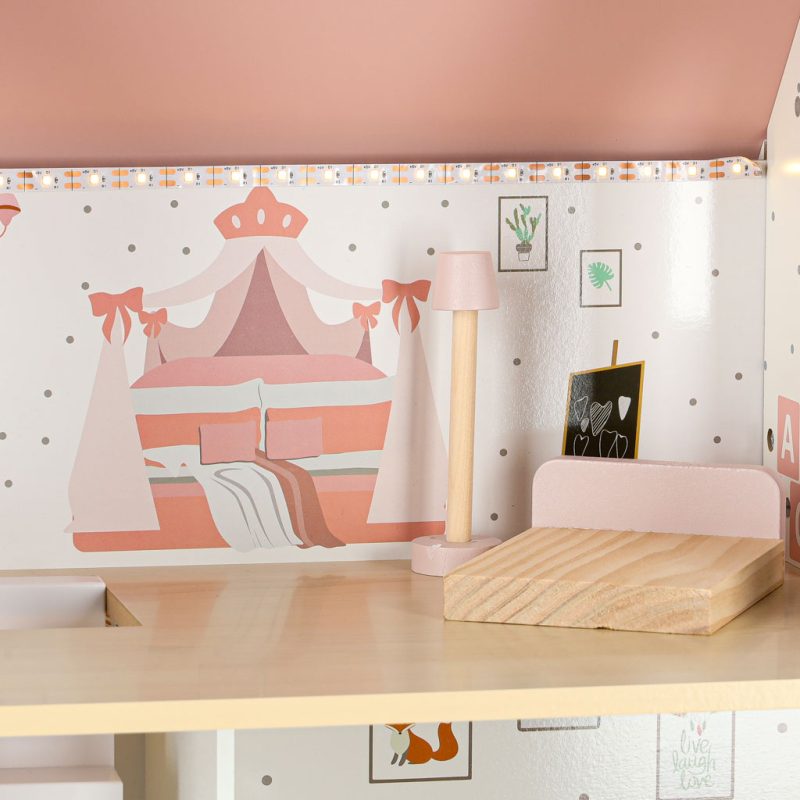 LULILO-Peonio-70cm-LED-pink-wooden-dollhouse-176208 LULILO Peonio 70cm LED ružičasta drvena kućica za lutke