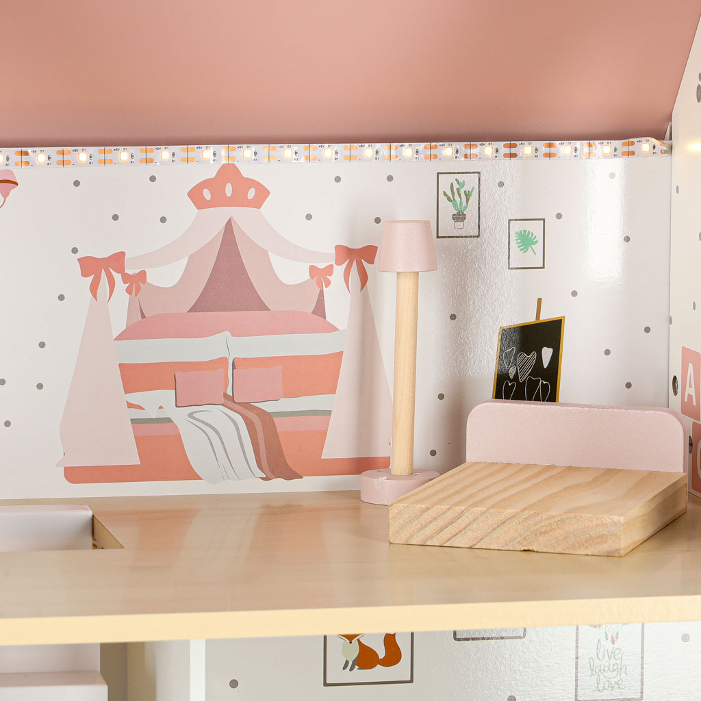LULILO-Peonio-70cm-LED-pink-wooden-dollhouse-176208 LULILO Peonio 70cm LED ružičasta drvena kućica za lutke