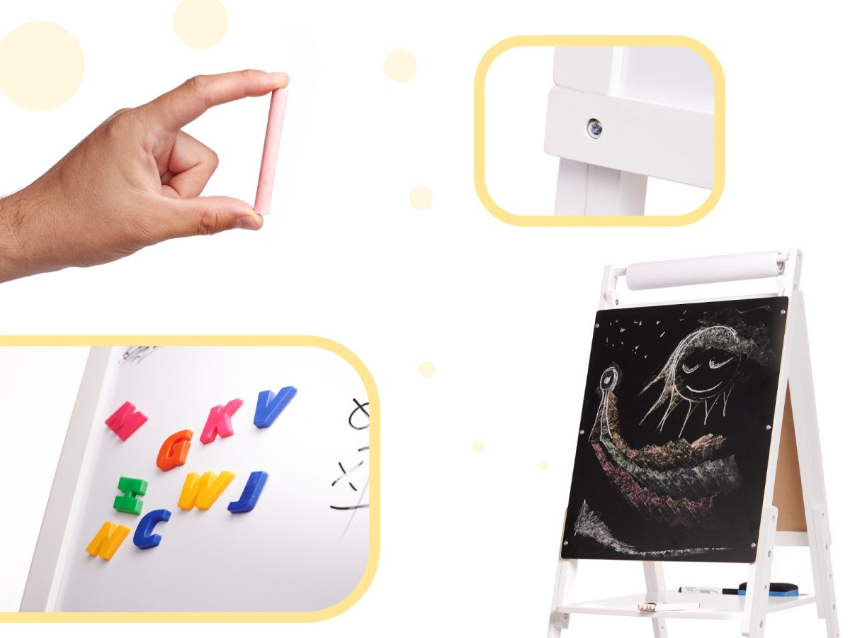 Drvena magnetna ploča za pisanje kredom bijela velika XXL