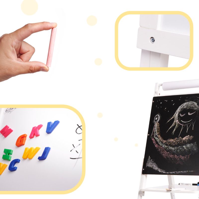 Drvena magnetna ploča za pisanje kredom bijela velika XXL