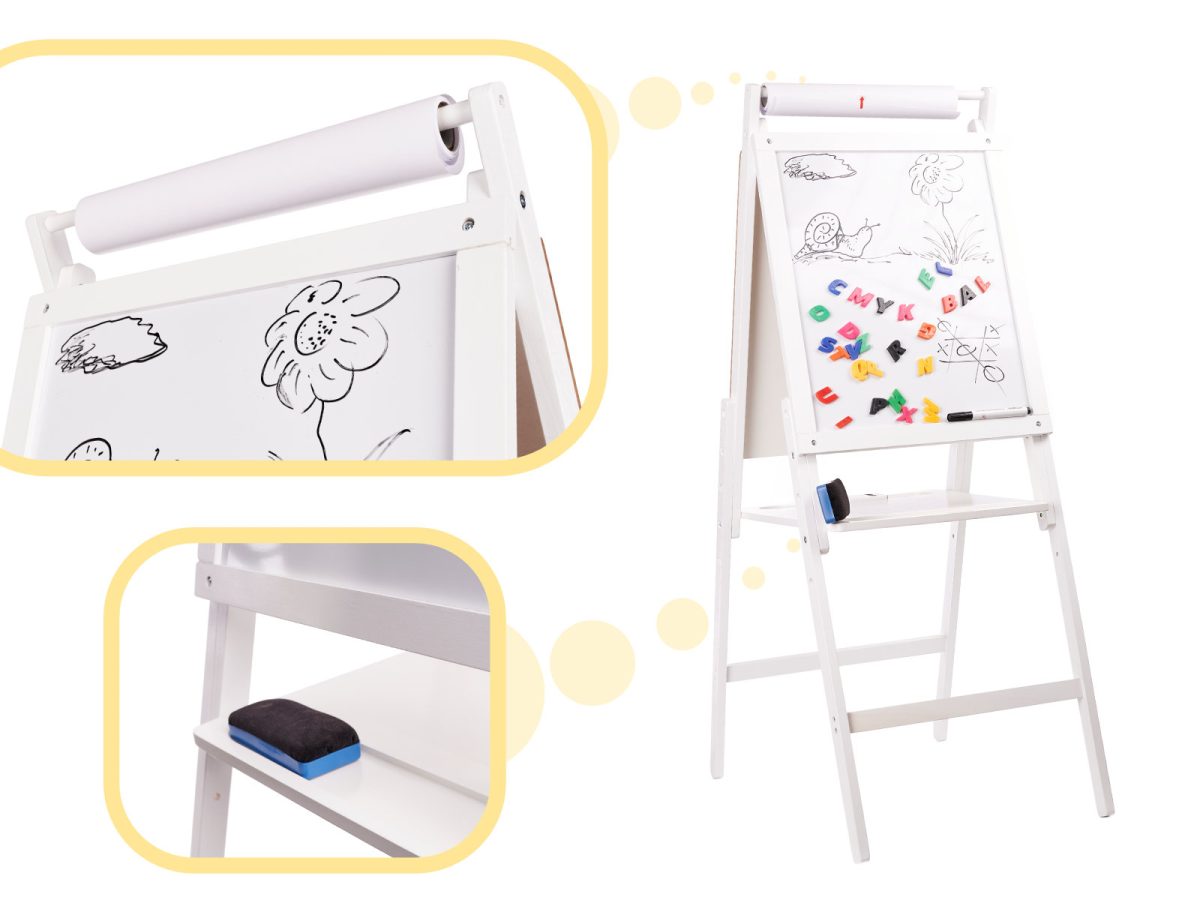 Drvena magnetna ploča za pisanje kredom bijela velika XXL