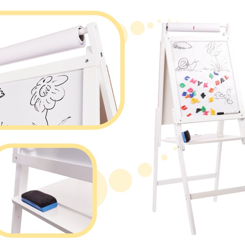 Drvena magnetna ploča za pisanje kredom bijela velika XXL